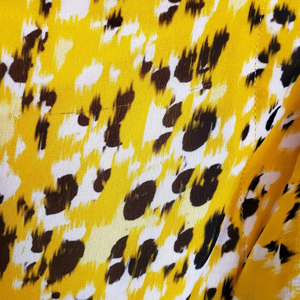 Derek Lam IO Crosby Ruffle Top Blouse Yellow Black Long Sleeve Size 6 - Picture 5 of 9